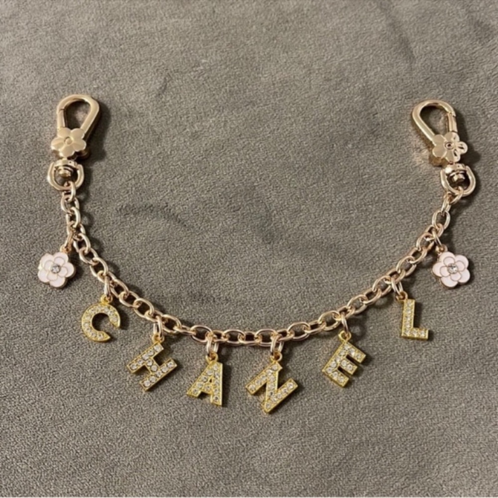 Chanel Gold Letters Charm Chain Strap For Handbag